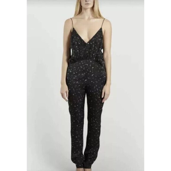 NWOT IRO Bemera 100% Silk Floral Jumpsuit Black And White  EU 36 US 4 - RRP £420 - Picture 5 of 13